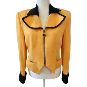 Solini Womens Vintage Yellow Blazer Jacket Size 6 80s 90s Business Working Girl.